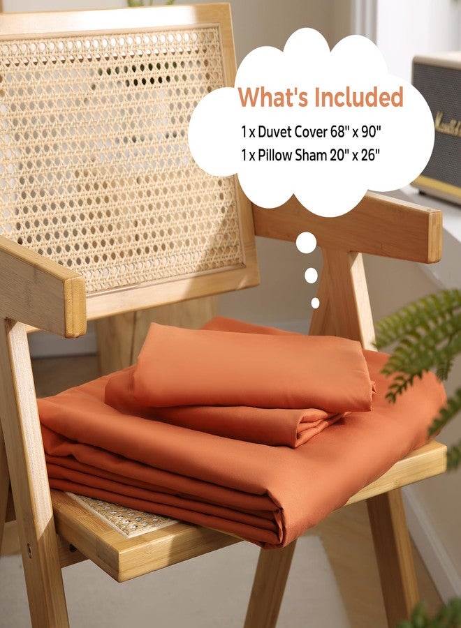 JSD Burnt Orange Duvet Cover Set Twin Size, 2 Piece Microfiber Kids Duvet Cover with Pillow Sham, Zipper Closure, Comforter Not Included - Image 2