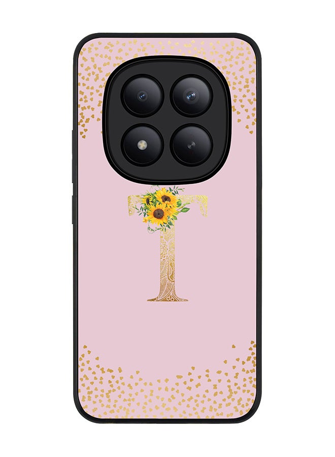 For Xiaomi Redmi Note 15 Pro+ / Poco M8 Pro Case,Slim fit Camera Protection, Shockproof Thin Phone cover  - Custom Floral Monogram - T  (Pink )