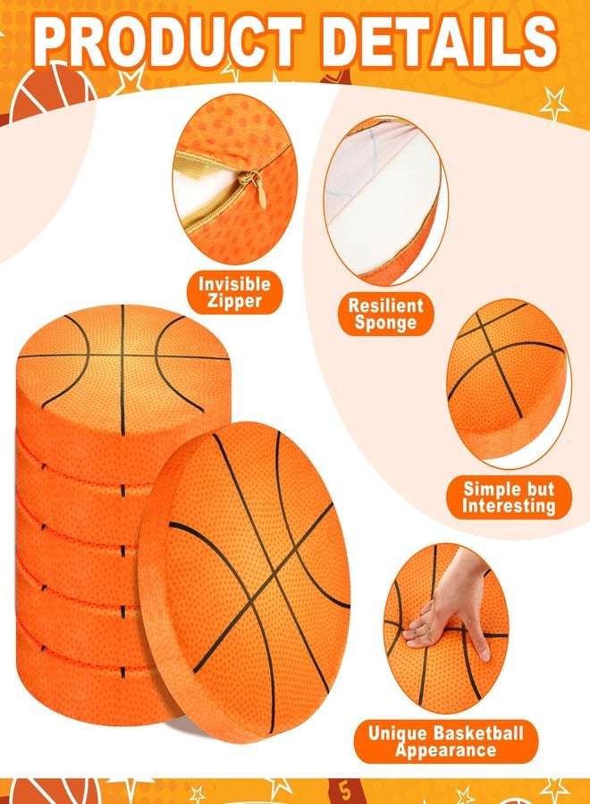 Beeveer 6 Pcs 15 Inch Basketball Cushions Flexible Seating Cushion for Classroom Round Floor Cushions for Kids and Toddlers Floor Sitting Pillow for School Bedroom Home Daycare Yoga Meditation - Image 3