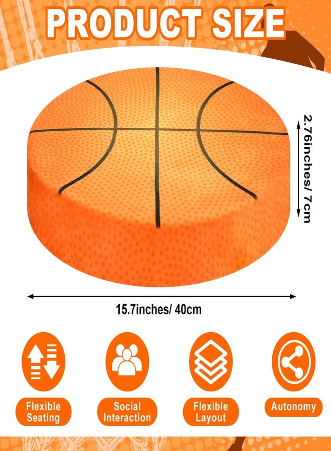 Beeveer 6 Pcs 15 Inch Basketball Cushions Flexible Seating Cushion for Classroom Round Floor Cushions for Kids and Toddlers Floor Sitting Pillow for School Bedroom Home Daycare Yoga Meditation - Image 2