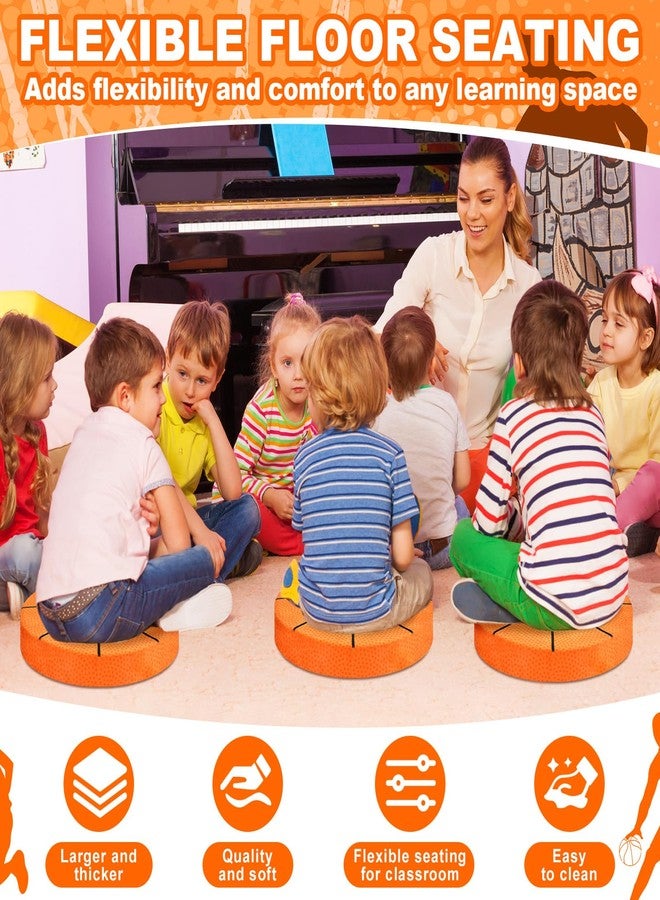 Beeveer 6 Pcs 15 Inch Basketball Cushions Flexible Seating Cushion for Classroom Round Floor Cushions for Kids and Toddlers Floor Sitting Pillow for School Bedroom Home Daycare Yoga Meditation - Image 4