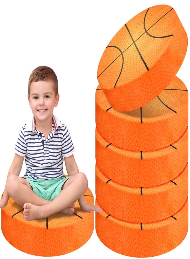Beeveer 6 Pcs 15 Inch Basketball Cushions Flexible Seating Cushion for Classroom Round Floor Cushions for Kids and Toddlers Floor Sitting Pillow for School Bedroom Home Daycare Yoga Meditation - Image 1