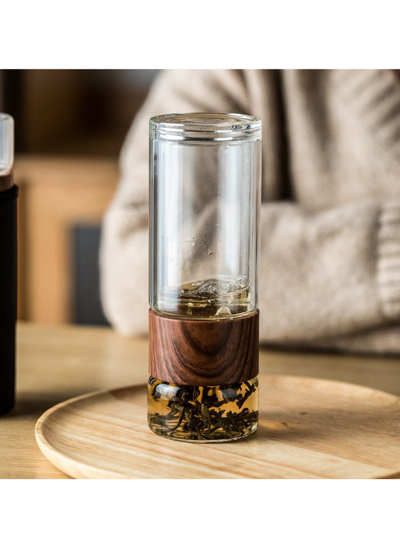SYOSI - SYOSI Double Glazed Tea Mug, 12.5Oz Glass Water Bottle with Tea Infuser Portable Tea Tumbler Travel Tea Mug for Tea, Coffee, Cold Water, Hot Water - Image 1