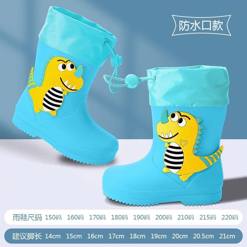 Children'S Rain Boots Kindergarten Baby New Girls' Non-Slip Waterproof Rain Boots Drawstring Boys' Water Shoes Cartoon High-Top - Image 1