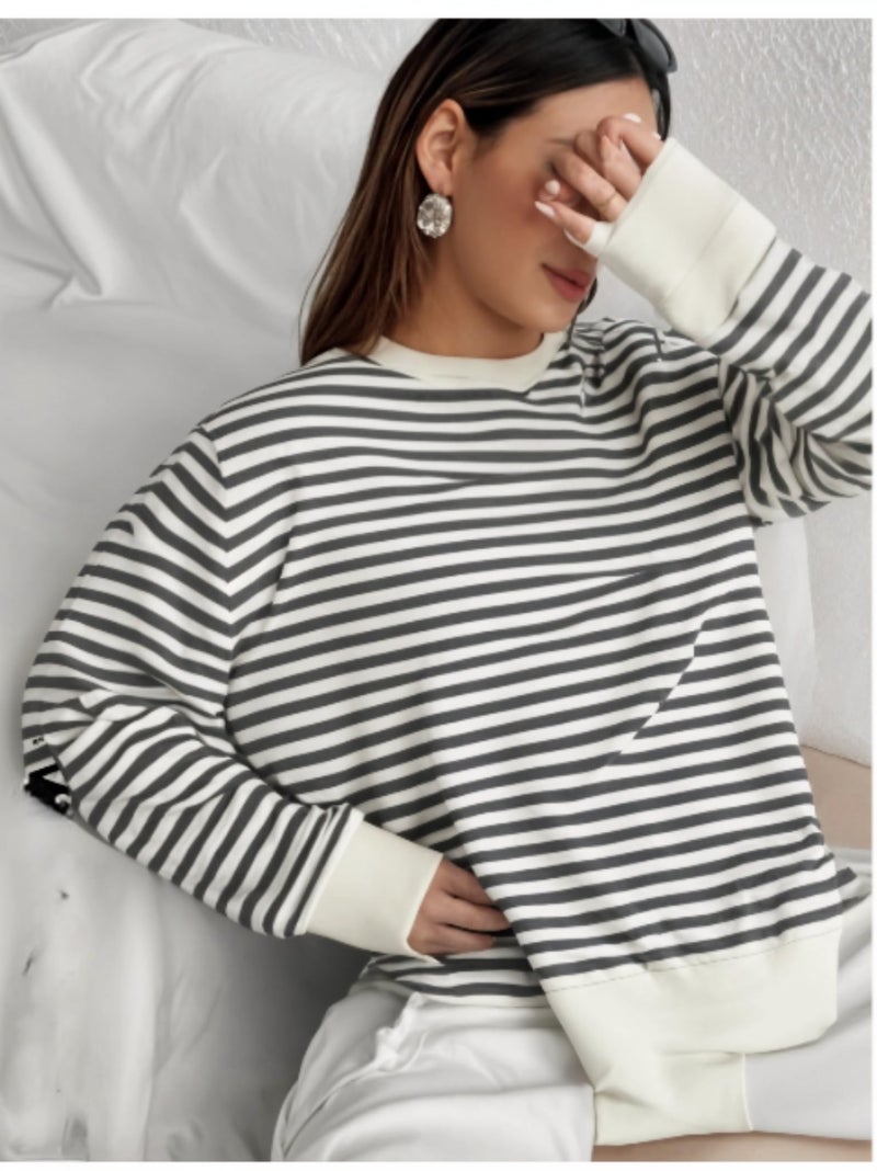 MACK JONNEY Women Striped T-Shirt || T-Shirt for Women || Full Sleeve T Shirt || T-Shirt-MACK640556 - Image 4