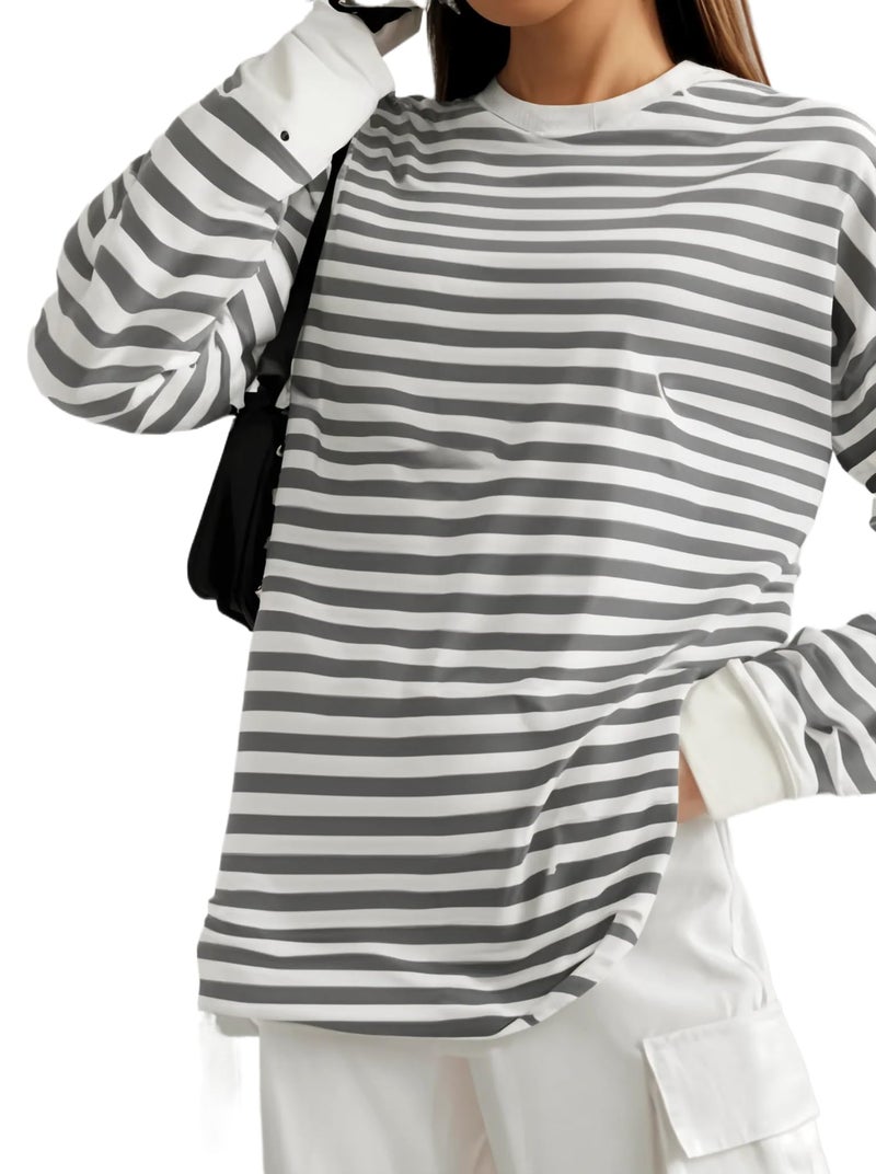 MACK JONNEY Women Striped T-Shirt || T-Shirt for Women || Full Sleeve T Shirt || T-Shirt-MACK640556 - Image 1