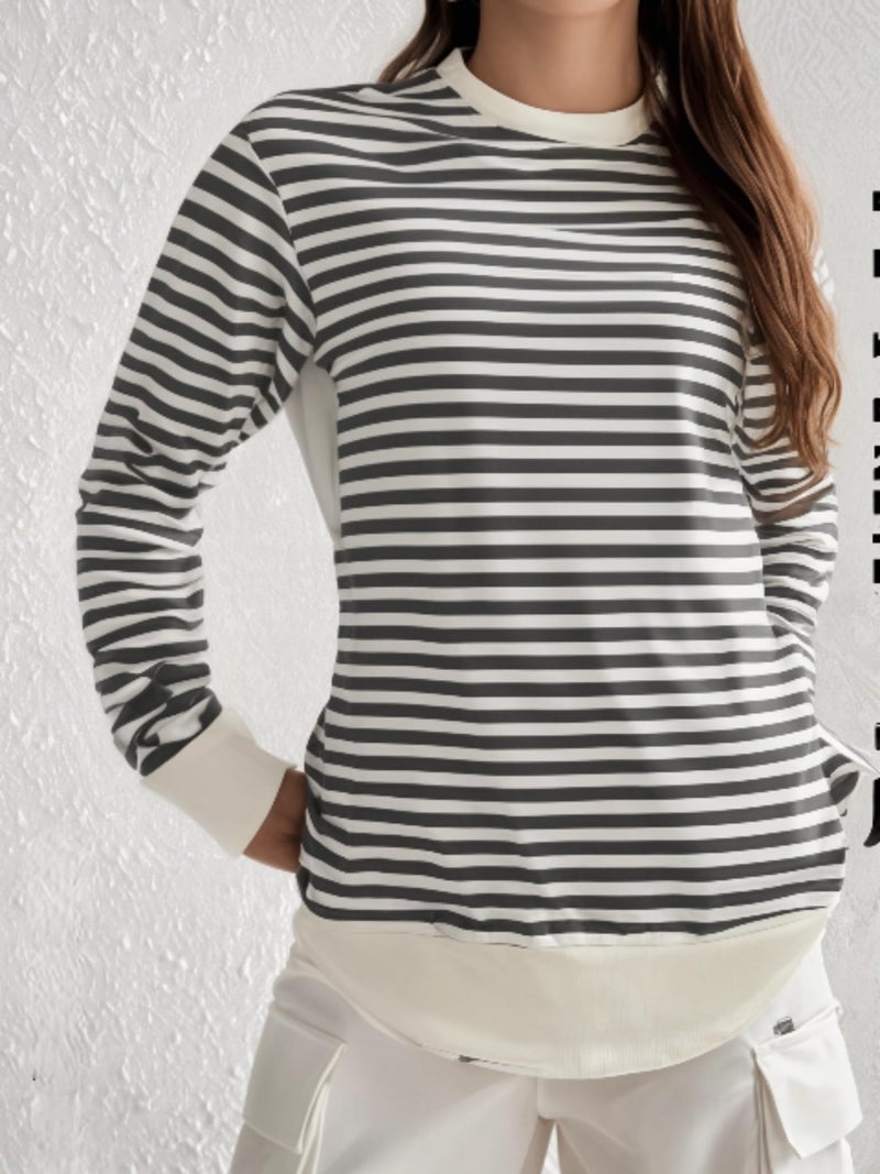 MACK JONNEY Women Striped T-Shirt || T-Shirt for Women || Full Sleeve T Shirt || T-Shirt-MACK640556 - Image 2