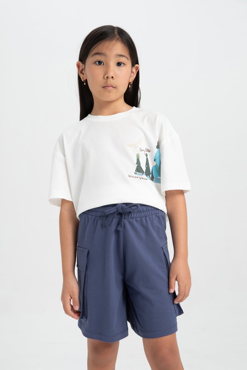 Girl Cargo Fit Sweatshirt Fabric Shorts