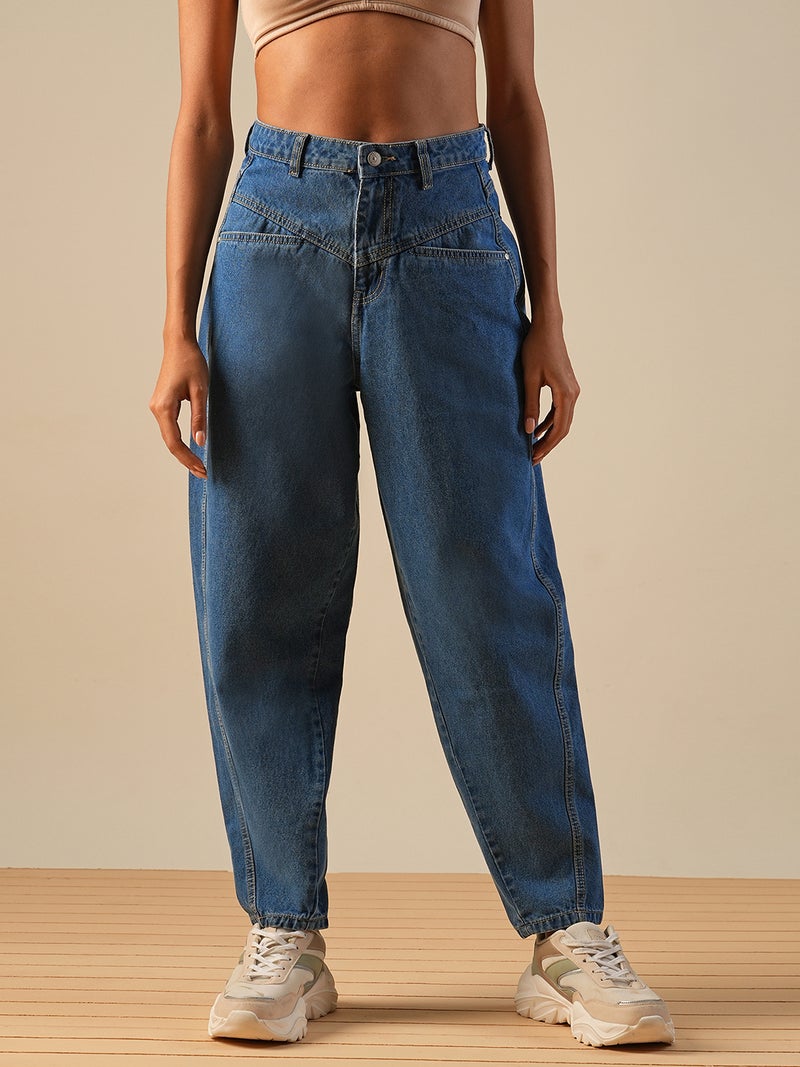 globus Globus Women Med Wash Light Fade & Shade Clean Look Mid-Rise Barrel Fit Jeans  - Image 1
