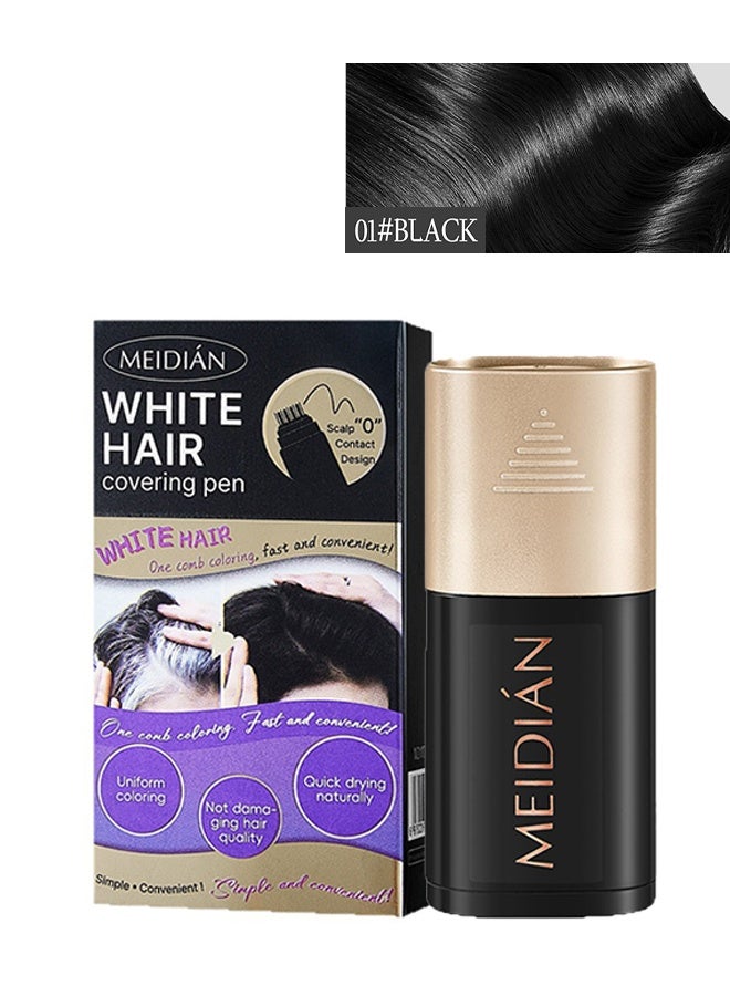 Meidián White Hair Covering Pen, Root Touch Up, Instantly Hairline Shadow Gray Touch-up Cover Up, Multi-Functional Quick Covering Gray Hair& Beard,Long-Lasting Waterproof Temporary Touchup Stick 01#BLACK - Image 1
