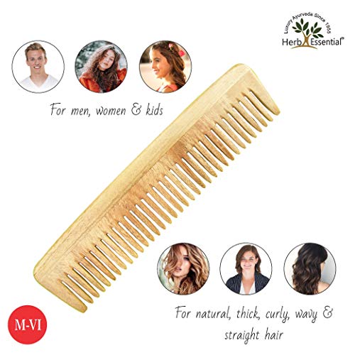 Herb Essential Handcrafted Neem Wood Comb M- VI, Natural Wood (Pack of 2) - Image 4