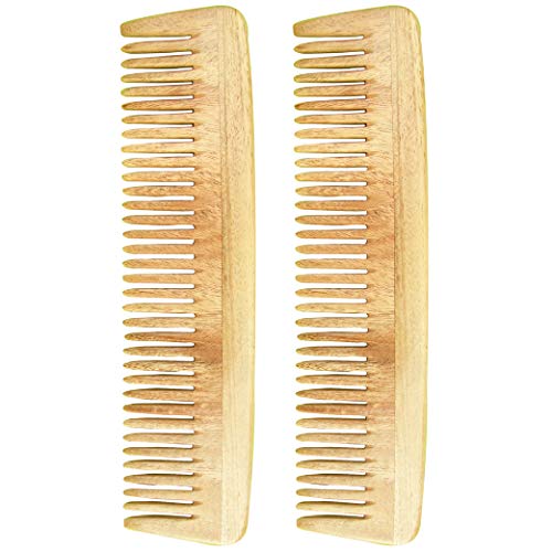 Herb Essential Handcrafted Neem Wood Comb M- VI, Natural Wood (Pack of 2) - Image 1