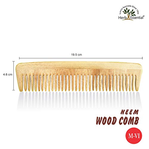Herb Essential Handcrafted Neem Wood Comb M- VI, Natural Wood (Pack of 2) - Image 3