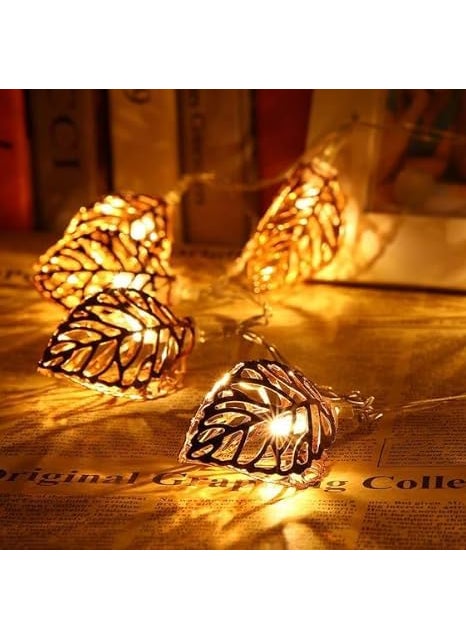 Generic Rudra Perfect Deals Golden Metal Leaf String Lights 3m Decorative Fairy Lights for Home Perfect for Diwali Christmas Navratri Parties Birthdays Ideal Gift for Any Occasion  - Image 3