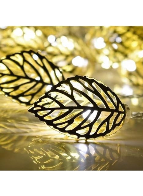 Generic Rudra Perfect Deals Golden Metal Leaf String Lights 3m Decorative Fairy Lights for Home Perfect for Diwali Christmas Navratri Parties Birthdays Ideal Gift for Any Occasion  - Image 2