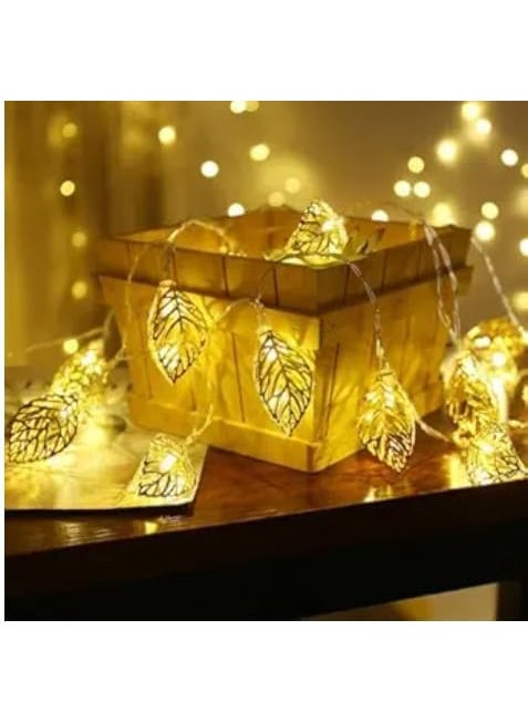 Generic Rudra Perfect Deals Golden Metal Leaf String Lights 3m Decorative Fairy Lights for Home Perfect for Diwali Christmas Navratri Parties Birthdays Ideal Gift for Any Occasion  - Image 1