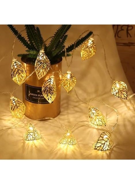 Generic Rudra Perfect Deals Golden Metal Leaf String Lights 3m Decorative Fairy Lights for Home Perfect for Diwali Christmas Navratri Parties Birthdays Ideal Gift for Any Occasion  - Image 4