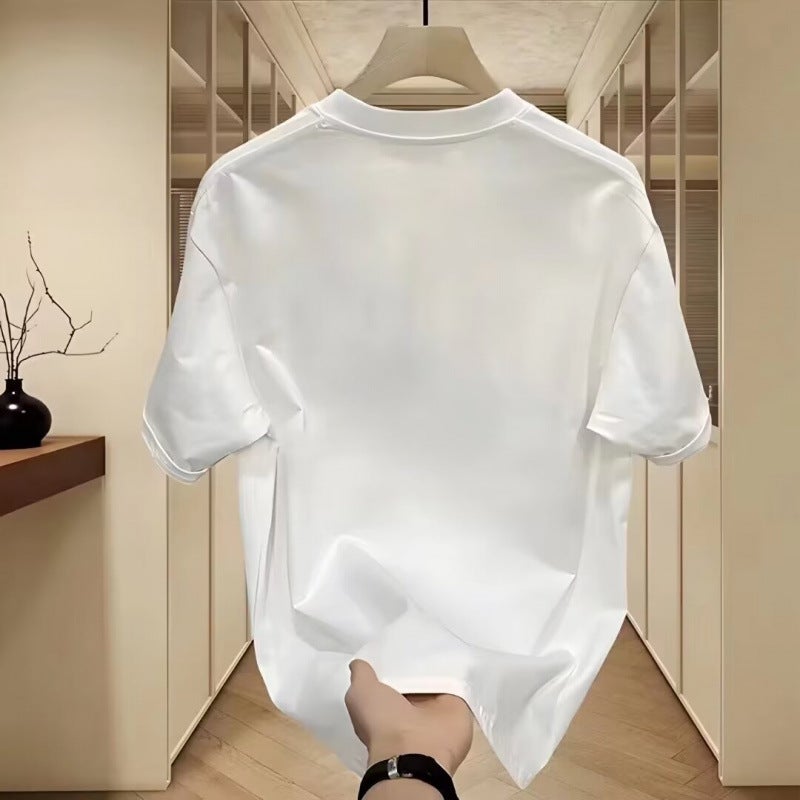 Heavyweight Pure Cotton Japanese-Style Half-Sleeve T-Shirt For Men, Loose Retro Short-Sleeve Men'S Summer Printed Round Neck Ins Trendy Brand Tee - Image 5