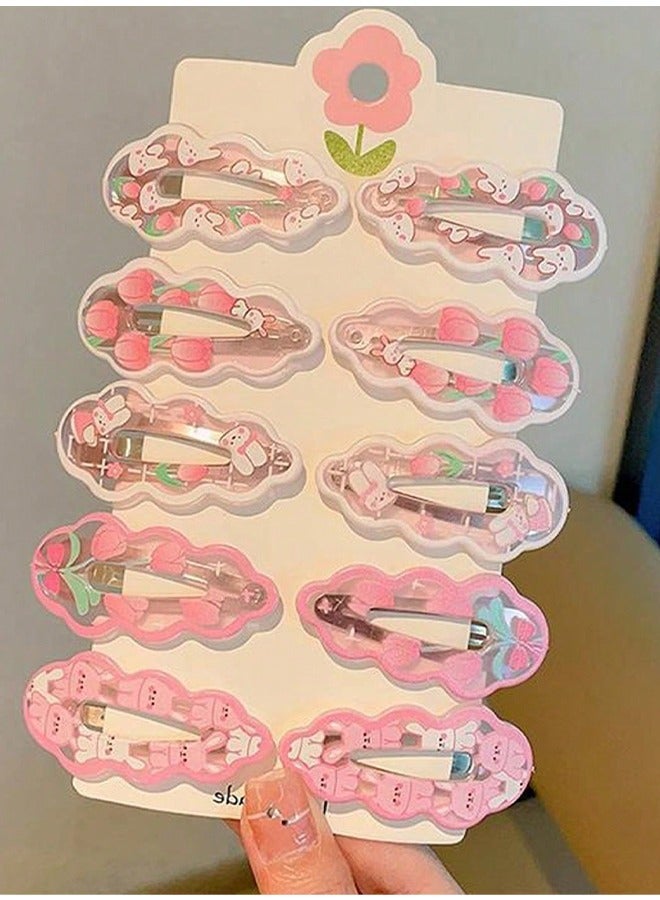 10-Piece Pink Rabbit Hair Clips, Small Hair Clips with Broken Side Hair Clips, Hair Accessories, Suitable for Daily Use - Image 1