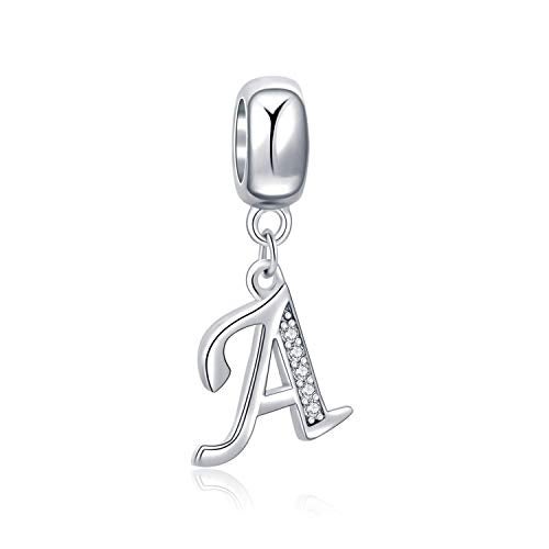 SOUKISS Letter A Charm Sterling Silver 925 Initial A-z Alphabet Beads Name Charm for Pandora Bracelet Charms - Image 1