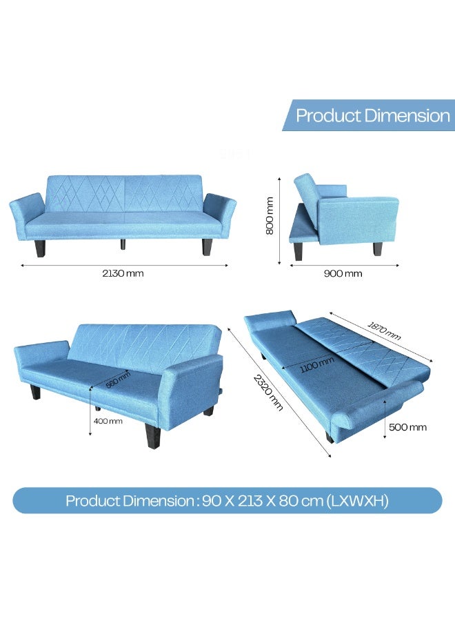 ROTAI ROTAI Zayana Sofa Bed with 2-Year Warranty | Convertible 3-Seater Sofa to Bed | High-Density Foam | Premium Soft Fabric Upholstery | Strong Base Support | Spacious Folding Sofa | - Image 3