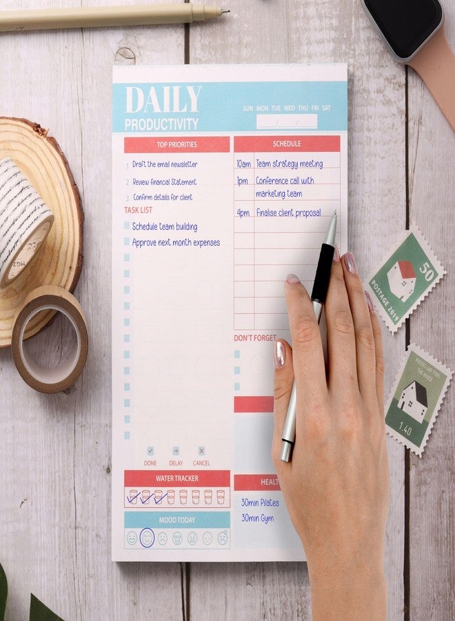 Doodle To Do List Notepad | Undated Daily Planner Pad with 50 Tear-Off Sheets | Hourly Schedule + Task Checklist | A5 Size | 90 GSM Paper | Office, Home & School Organizer - Image 1