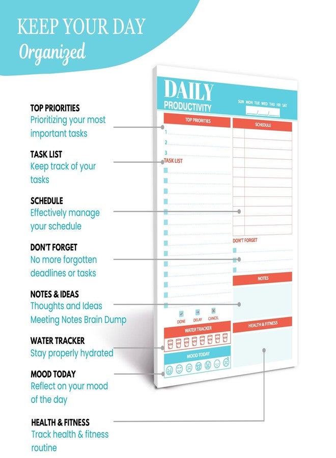 Doodle To Do List Notepad | Undated Daily Planner Pad with 50 Tear-Off Sheets | Hourly Schedule + Task Checklist | A5 Size | 90 GSM Paper | Office, Home & School Organizer - Image 3