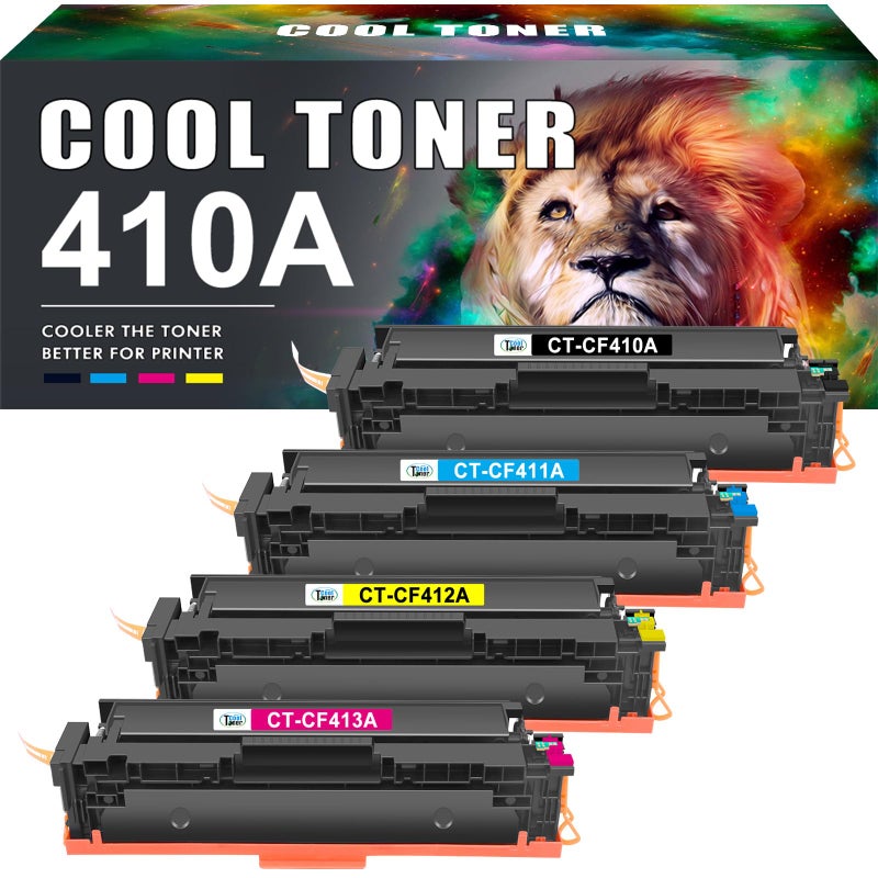Cool Toner 410A 410X CF410A Toner Cartridge 4 Pack Compatible Replacement for HP 410A CF411A CF412A cf413A Pro MFP M477fnw M452dn M477fdw M477fdn M452nw M452dw M452 M477 Printer Ink |Black Cyan Yellow Magenta| - Image 1