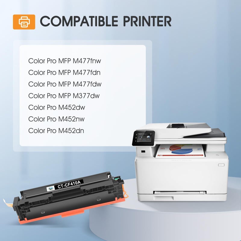 Cool Toner 410A 410X CF410A Toner Cartridge 4 Pack Compatible Replacement for HP 410A CF411A CF412A cf413A Pro MFP M477fnw M452dn M477fdw M477fdn M452nw M452dw M452 M477 Printer Ink |Black Cyan Yellow Magenta| - Image 2