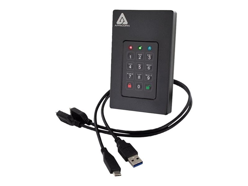 أبريكورن 512 جيجابايت أجيز فورتريس L3 معتمد من FIPS SSD محرك خارجي مشفر بالأجهزة USB 30 AFL3S500