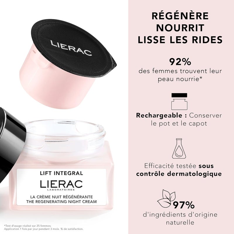 Lierac كريم الليل لييراك ليفت إنتيجرال إعادة تعبئة 50 مل - مرطب متجدد مع حمض الهيالورونيك - Image 2