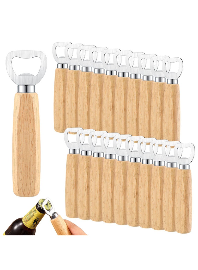 SYOSI فتاحة زجاجات من الفولاذ المقاوم للصدأ مع مقبض خشبي مجموعة هدايا محفورة لحفلات الزفاف المنزلية المطاعم (20 قطعة) - Image 1