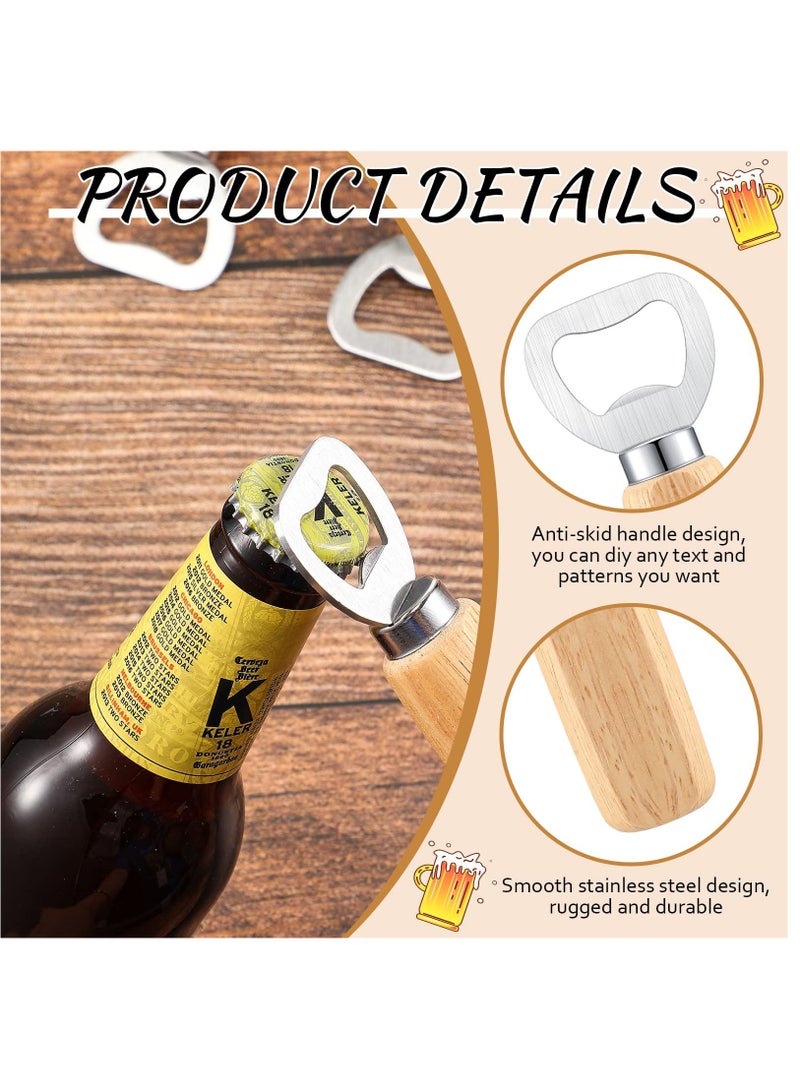 SYOSI فتاحة زجاجات من الفولاذ المقاوم للصدأ مع مقبض خشبي مجموعة هدايا محفورة لحفلات الزفاف المنزلية المطاعم (20 قطعة) - Image 2