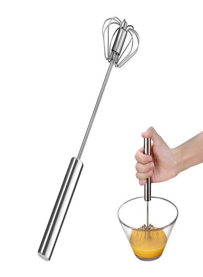 JLiup Egg Beater, Hand Easy Whisk Stainless Steel Hand Push Egg Beater Manual Mixer Blender for Home Kitchen Tool Whisking, Beating & Stirring (10 Inch) - Image 1