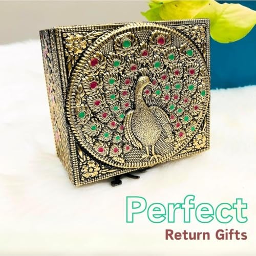 CRAFTS WORLD Wooden Jewellery Box for Women – Multipurpose Vanity Storage Box | Decorative 4x4 Inch Gift Box for Jewelry, Return Gifts, Weddings & Festivals (Pack Of 1) - Image 3