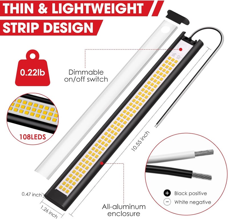 GZV 12V LED Light Strip, 12V Light Bar, Enclosed Trailer Lights, 12V LED Light for RV Interior, String Lights for Trailer, Track, Van, RV(4Pack, 4000K, Black) - Image 4