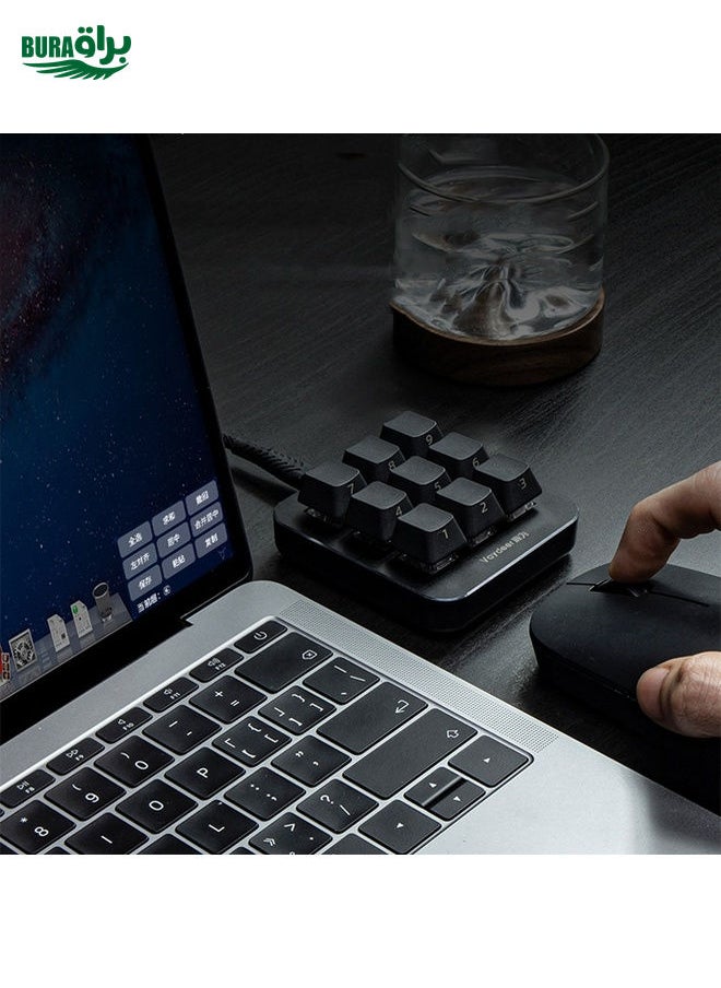 BURAQ - Vaydeer JP1011 9-Keys Mechanical Keyboard Mini Portable Custom Keyboard, Cable Length: 1m - Image 1