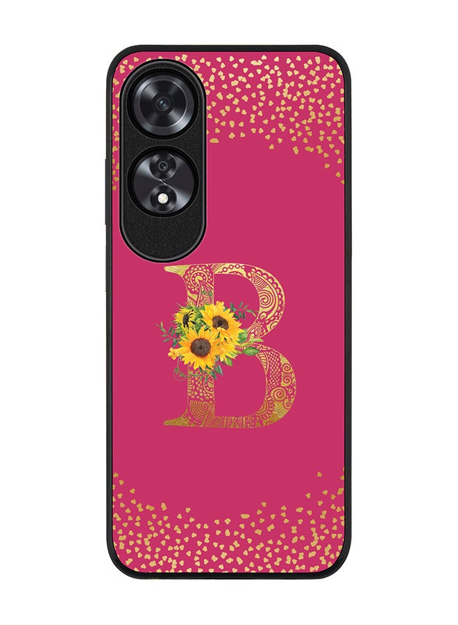 Stylizedd Rugged Black edge case for Oppo A60, Slim fit Case Flexible Cover - Custom Monogram Initial Letter Floral Pattern Alphabet - B ( Deep Pink Rose ) - Image 1