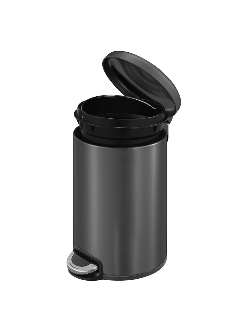 Obsessions Obsessions Fingerprint Resistant Round Step Dustbin with Liner 5 Litre Titanium Grey  - Image 4