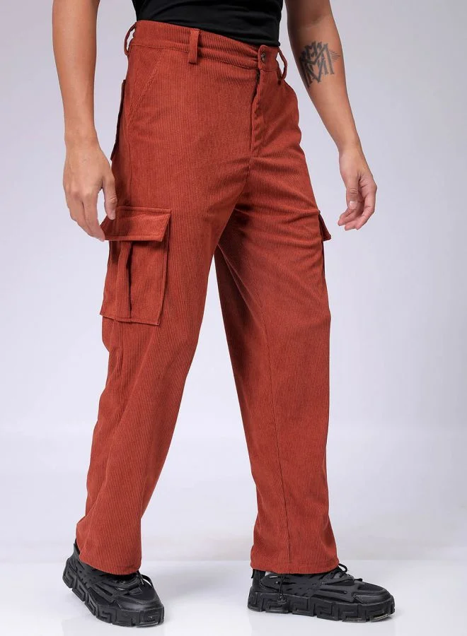 The Indian Garage Co Men Baggy Textured Mid-Rise Cargos