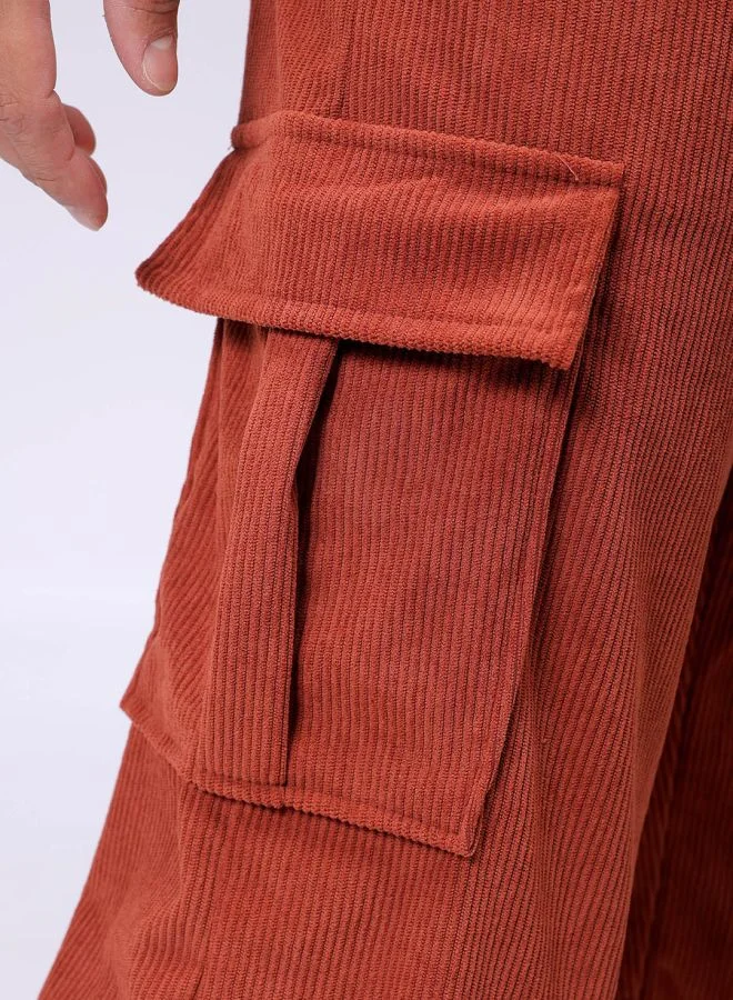 The Indian Garage Co Men Baggy Textured Mid-Rise Cargos