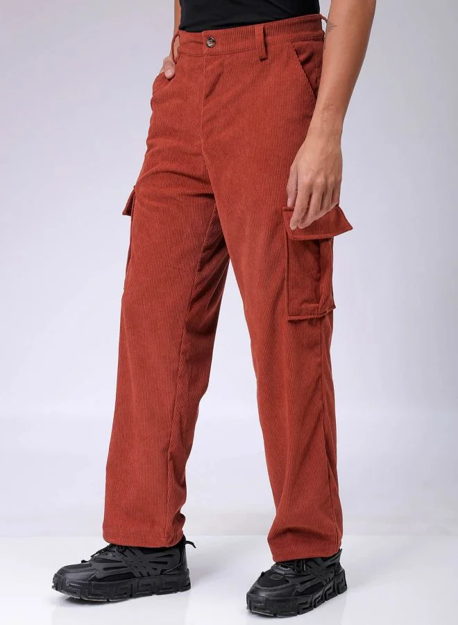 The Indian Garage Co Men Baggy Textured Mid-Rise Cargos
