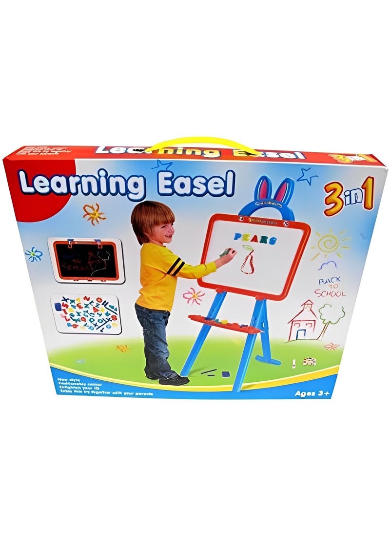 Adjustable Height Easel Board For Kids 3 in 1 Dry Erase White Board Magnetic Board And Chalk board With Letters And Numbers  - Image 3