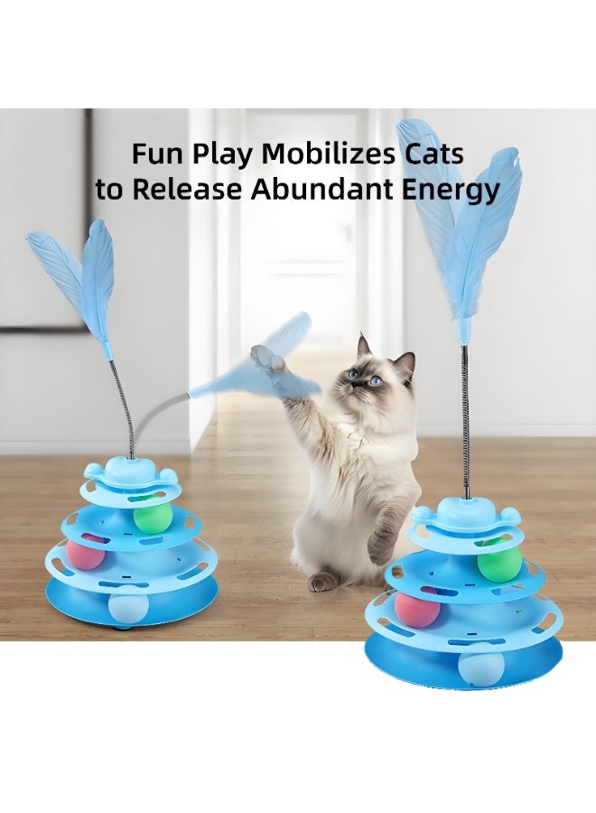العاب قطط - العاب قطط تفاعلية ألغاز للقطط المنزلية، برج قطط مع عصي لعب ومسار كرات - Image 2