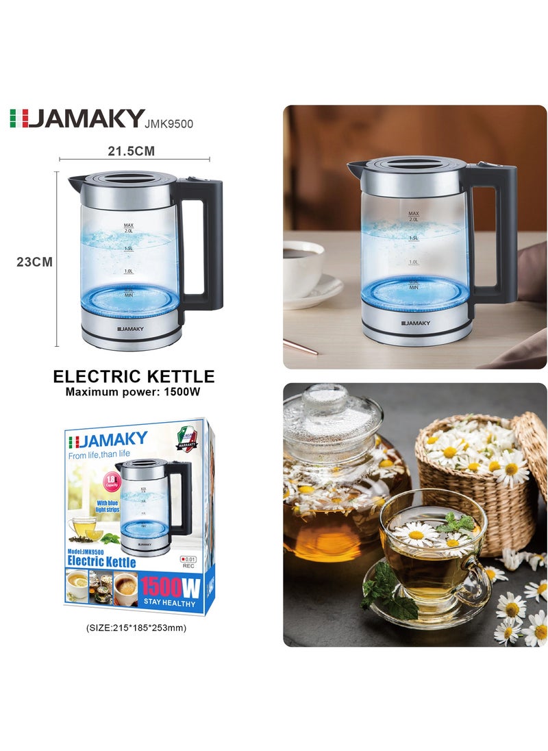 JAMAKY Italy Glass/Pyrex Kettle/1.8 L/1500 W(JMK9500)  - Image 4