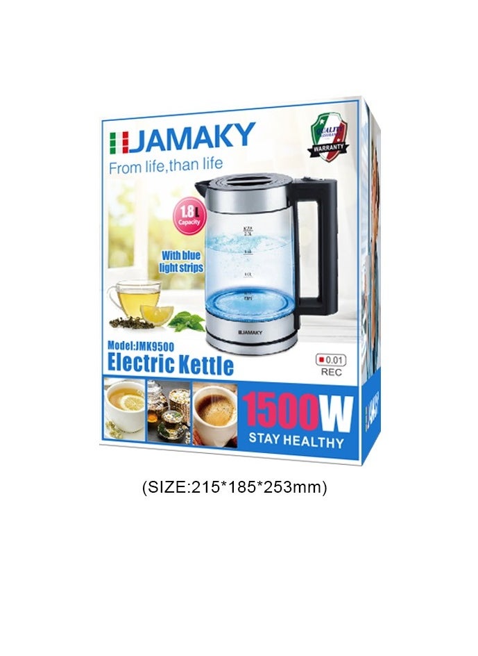 JAMAKY Italy Glass/Pyrex Kettle/1.8 L/1500 W(JMK9500)  - Image 1