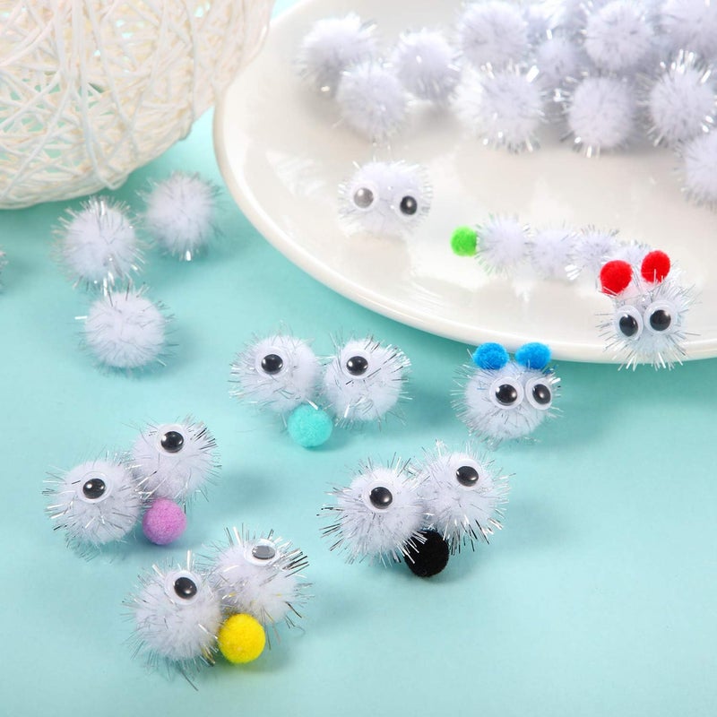 Shappy 1000 Pcs Christmas Pom Poms for Crafts Bulk 0.5 Inch Glitter Fuzzy Craft Pom Poms Arts and Crafts Balls for Hobby Supplies and Craft DIY Material Making Decorations(White) - Image 5
