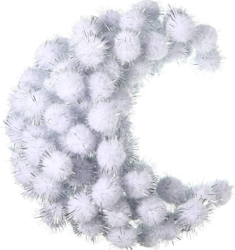Shappy 1000 Pcs Christmas Pom Poms for Crafts Bulk 0.5 Inch Glitter Fuzzy Craft Pom Poms Arts and Crafts Balls for Hobby Supplies and Craft DIY Material Making Decorations(White) - Image 2