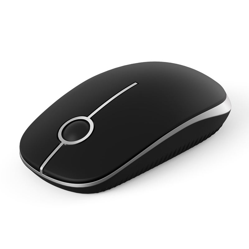 VssoPlor Wireless Mouse, 2.4G Slim Portable Computer Laptop Mouse with Nano Receiver Quiet Silent Optical Mice for Notebook, PC, Laptop, Computer-Black and Silver - Image 1