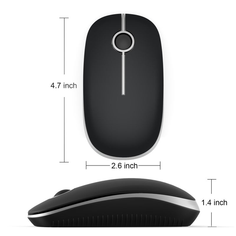 VssoPlor Wireless Mouse, 2.4G Slim Portable Computer Laptop Mouse with Nano Receiver Quiet Silent Optical Mice for Notebook, PC, Laptop, Computer-Black and Silver - Image 5